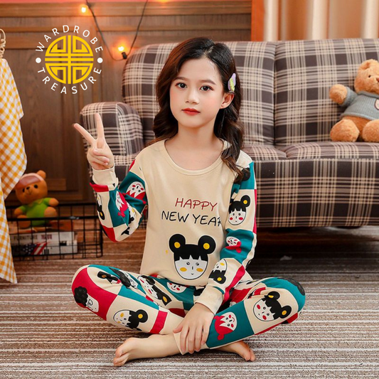 Happy New Year Printed Night Suit For Kids