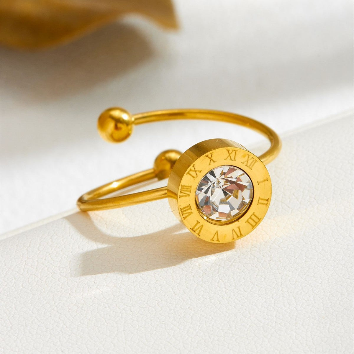 White Diamond Roman numerals Ring (Adjustable)