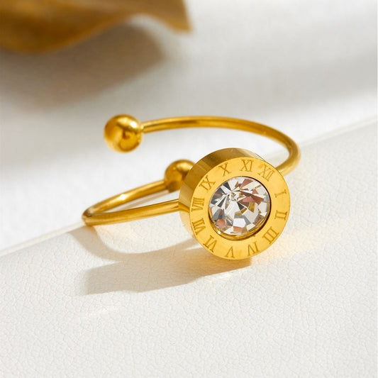 White Diamond Roman numerals Ring (Adjustable)