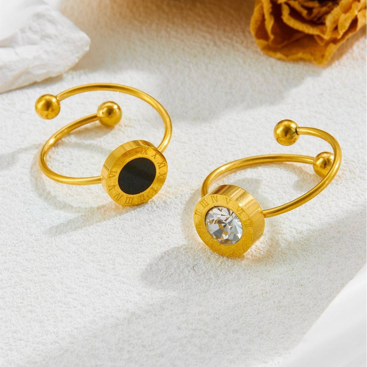 Black Diamond Roman numerals Ring (Adjustable)