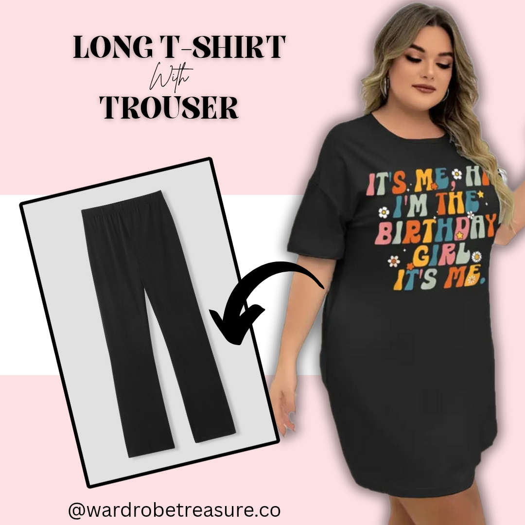 Black Birthday Girl Printed Long Tee For Her