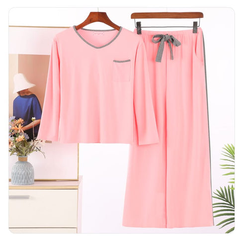 Baby Pink with Grey Pipin Pocket Loungewear For Her
