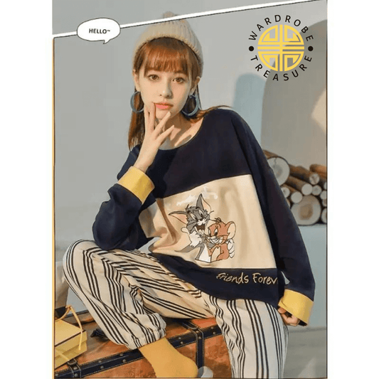 Tom & Jerry Printed Casual PJ Set For Her