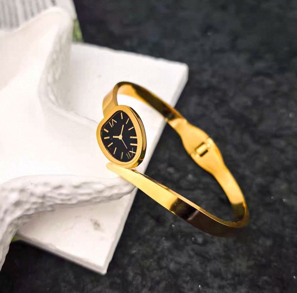 Golden Snake Watch Bangle