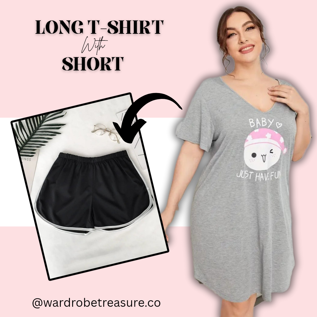 Grey Baby Just Have Fun Printed Long Tee For Her