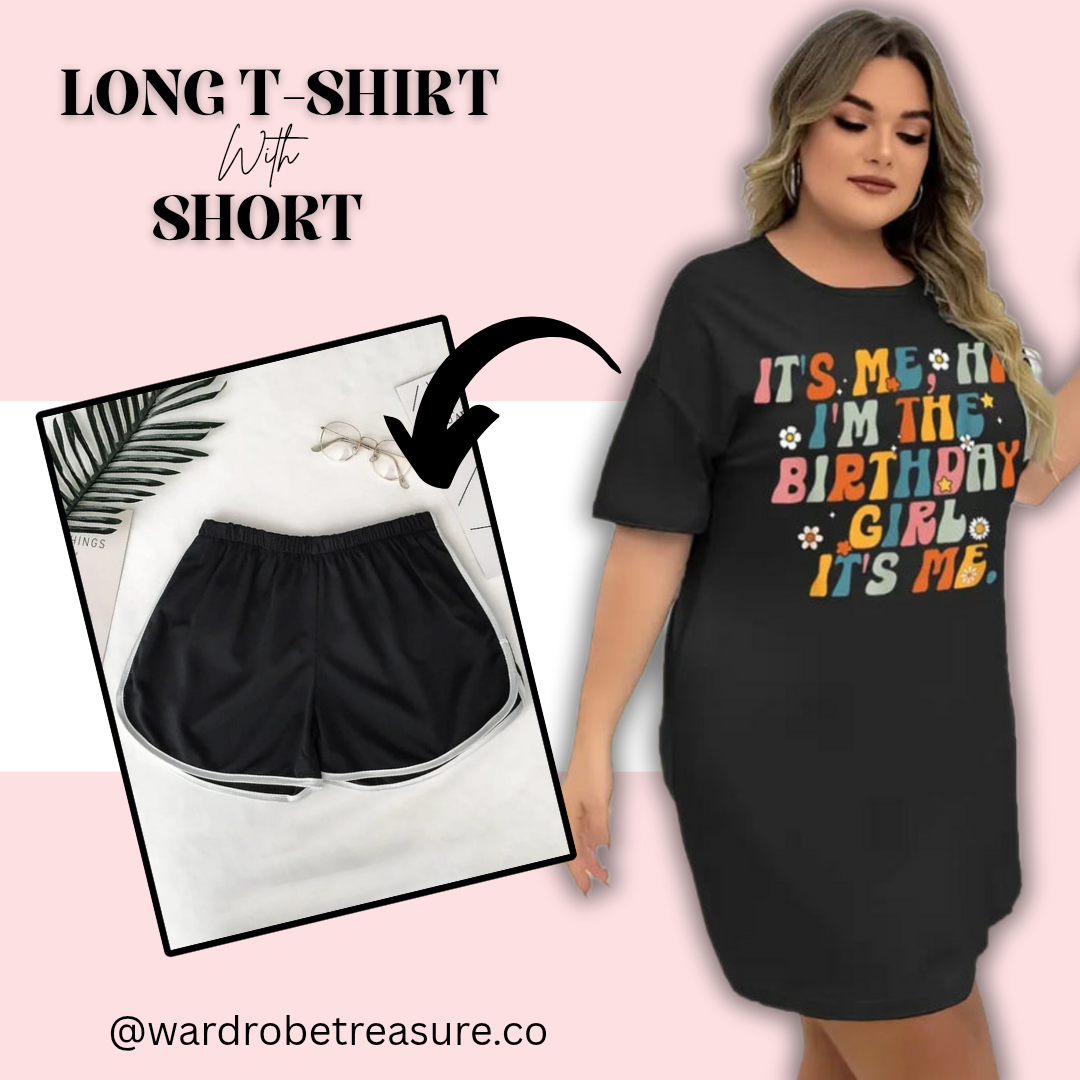 Black Birthday Girl Printed Long Tee For Her