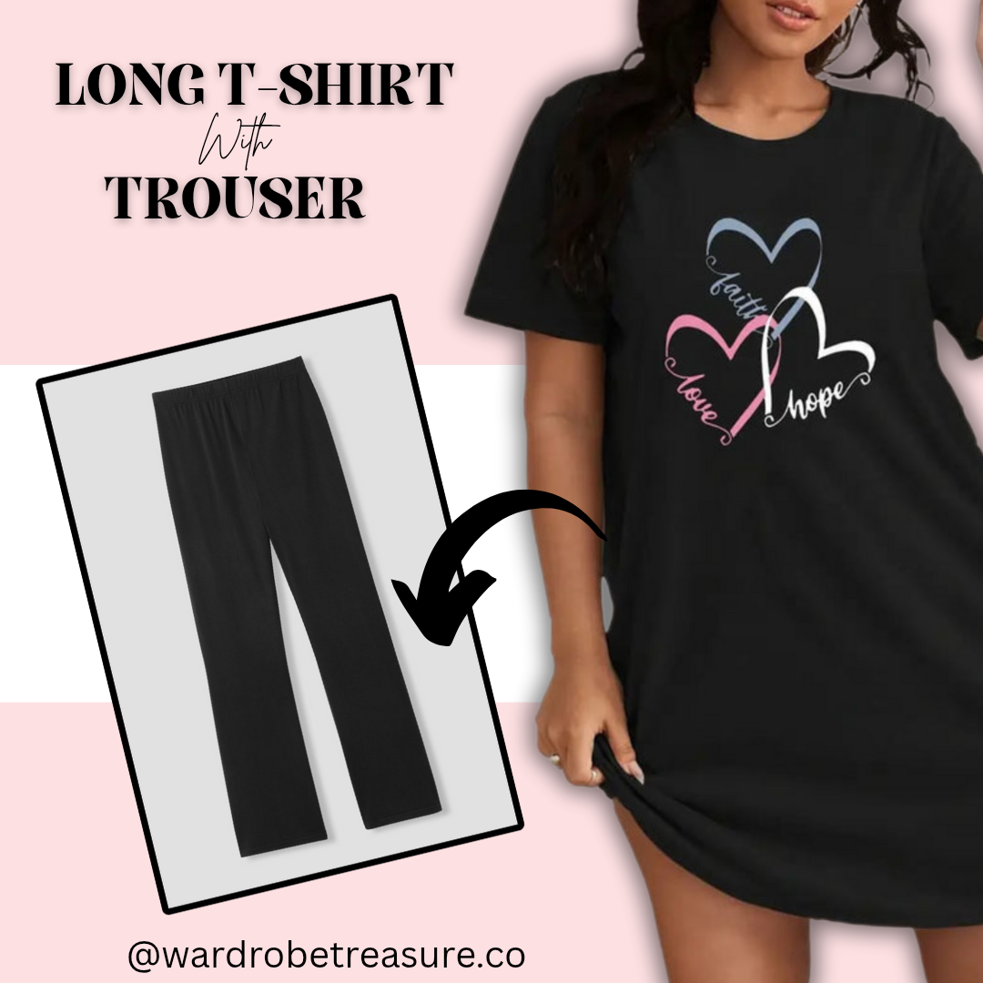 Black Hope Faith Love Printed Long Tee For Her