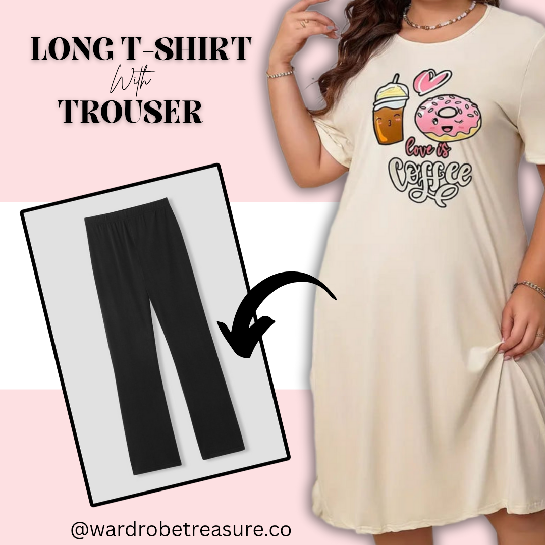Beige Love is Coffee Printed Long Tee For Her