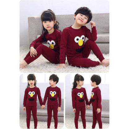 Maroon Monster Printed Night Suit For Kids