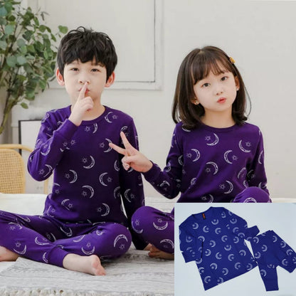 Purple Moon & Star Printed Night Suit For Kids