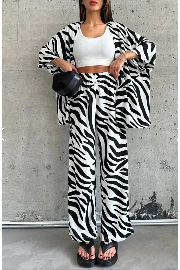 2 Pcs Chic Zebra Printed Co Ord Set
