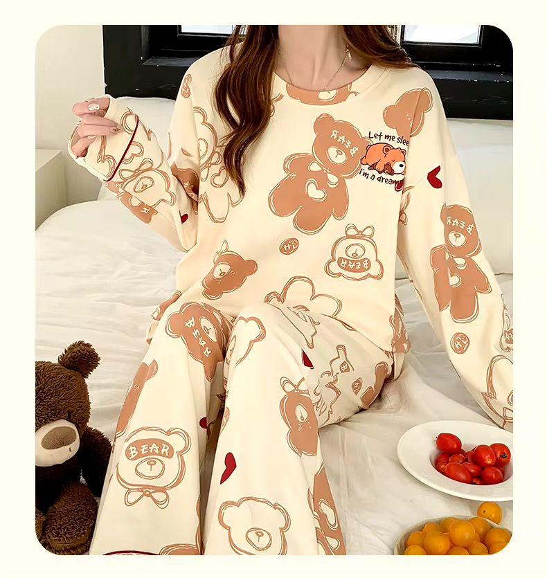 Off White Dream Bear Printed PJ Set For Her