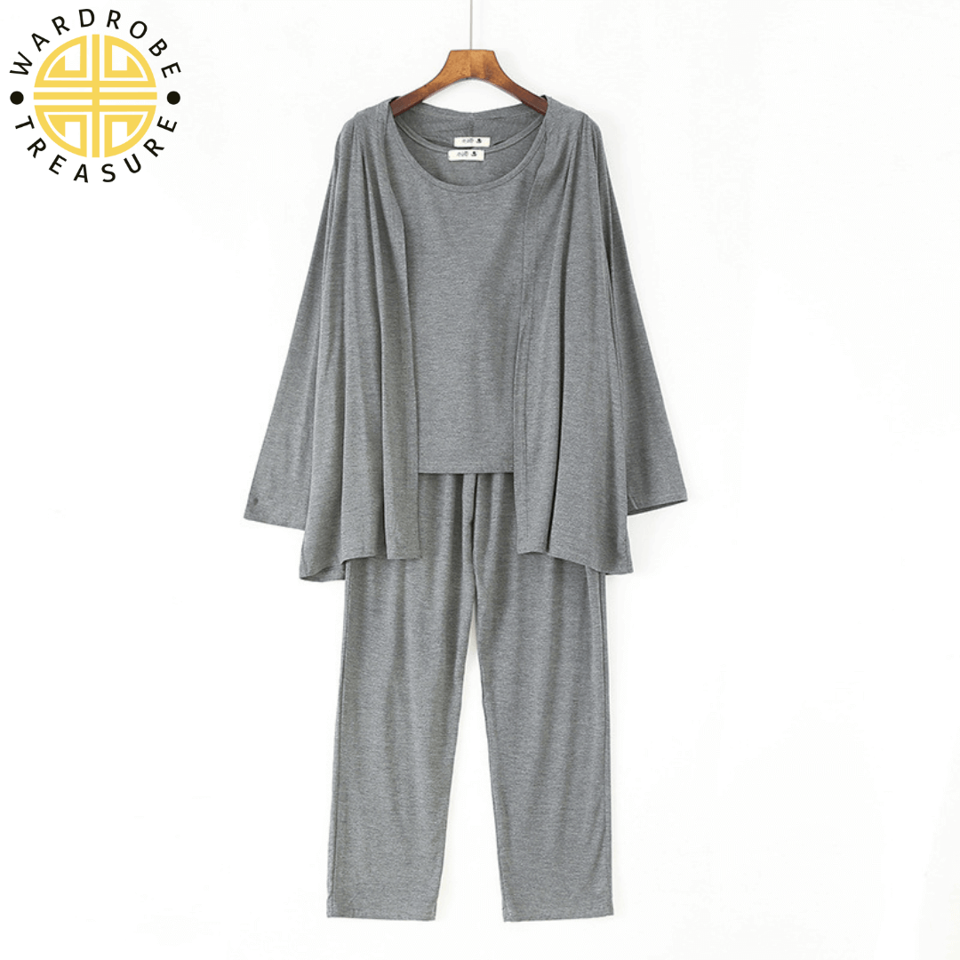 Light Grey 03 Pcs Sleep Wear For Her