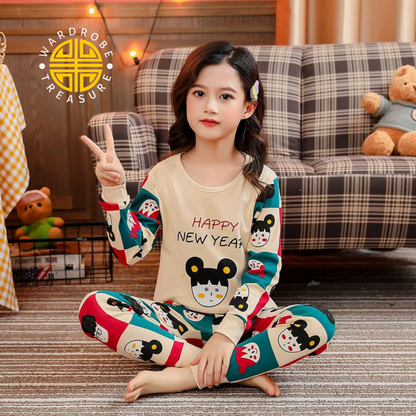 Happy New Year Printed Night Suit For Kids