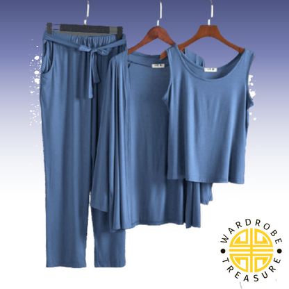 Jean Blue 03 Pcs Sleep Wear For Her