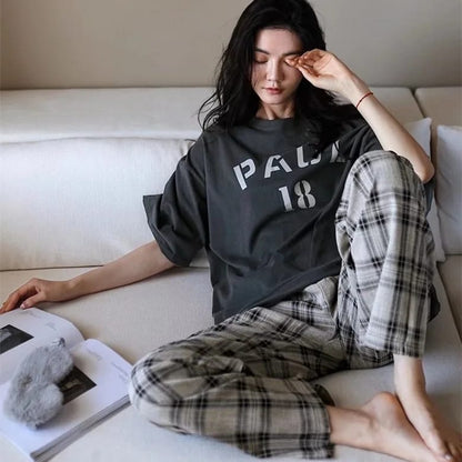 Grey Paul 18 Printed Casual PJ Set For Her