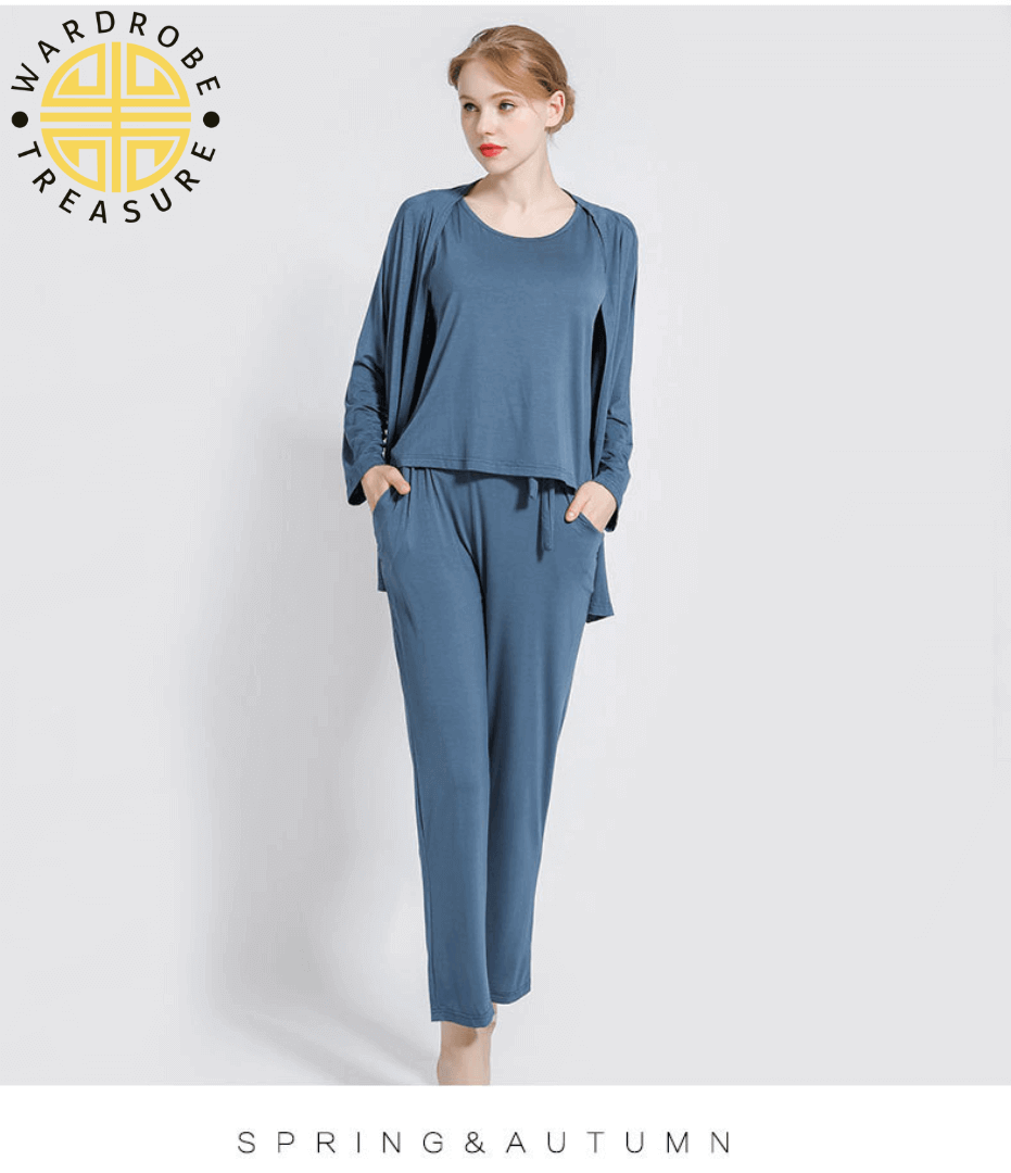 Jean Blue 03 Pcs Sleep Wear For Her