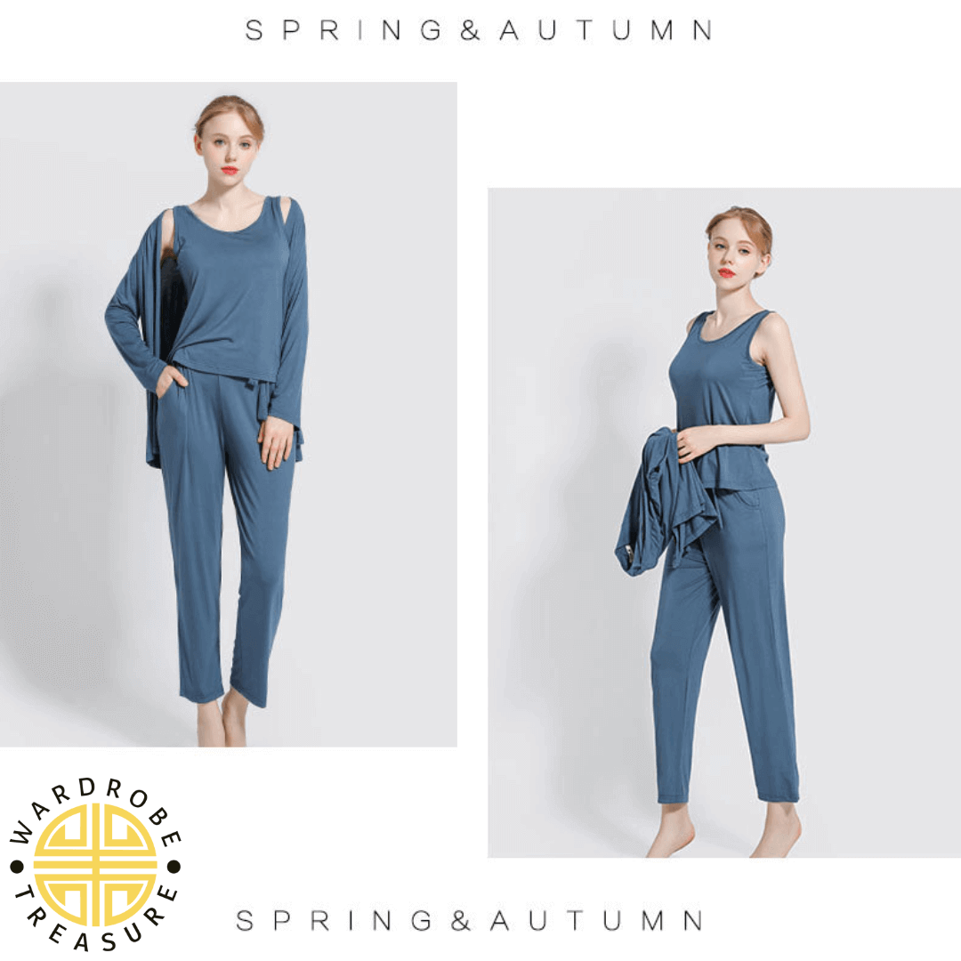 Jean Blue 03 Pcs Sleep Wear For Her