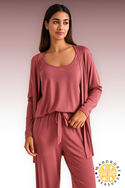 Hot Pink 03 Pcs Sleep Wear For Her