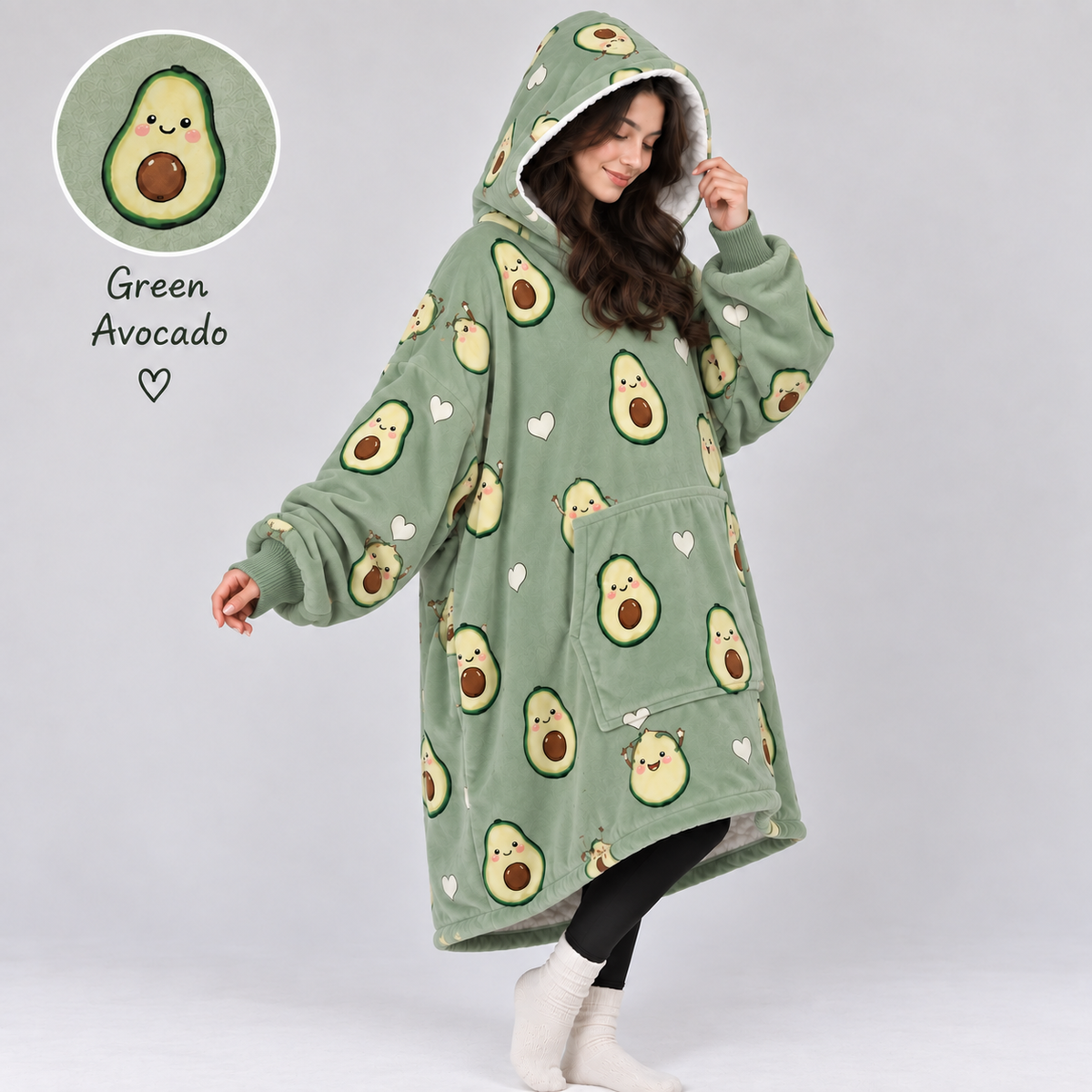 Avocado Printed Blanket Hoodie