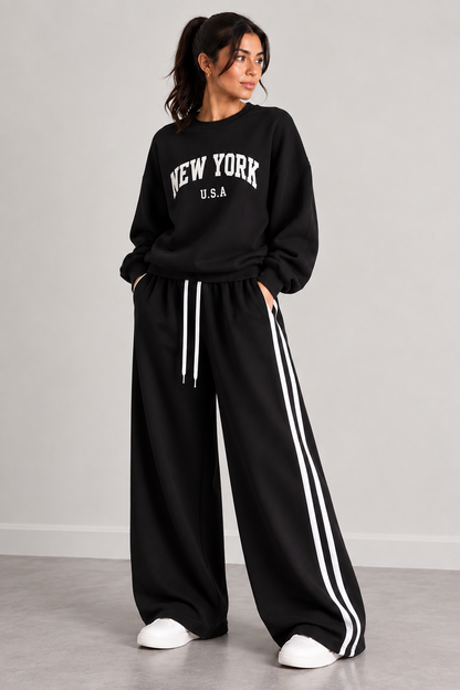 Black New York Stripe Tracksuit For Her