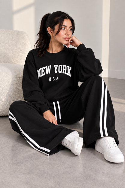 Black New York Stripe Tracksuit For Her