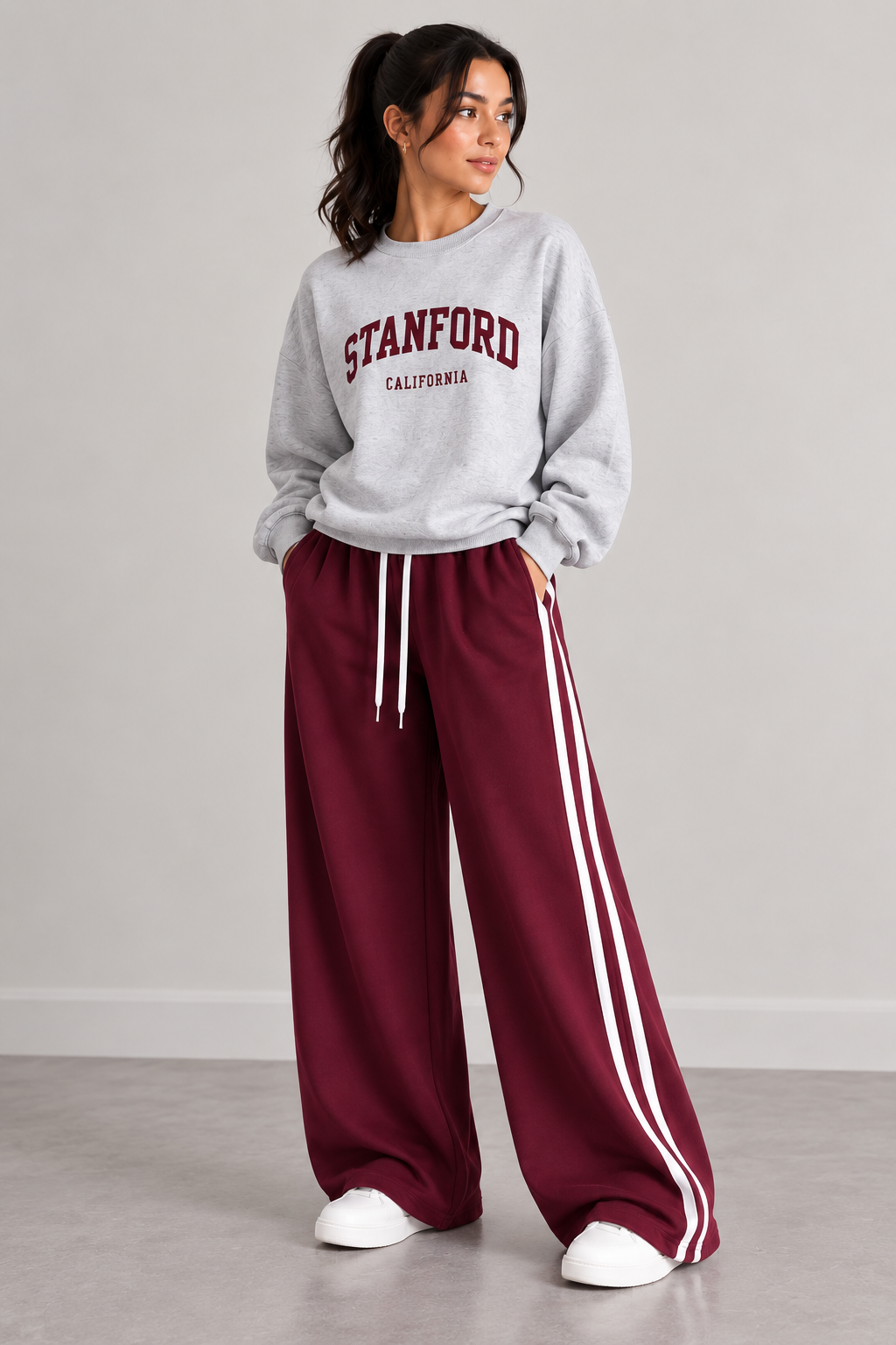 Grey Stanford with Maroon Stripe Tracksuit For Her
