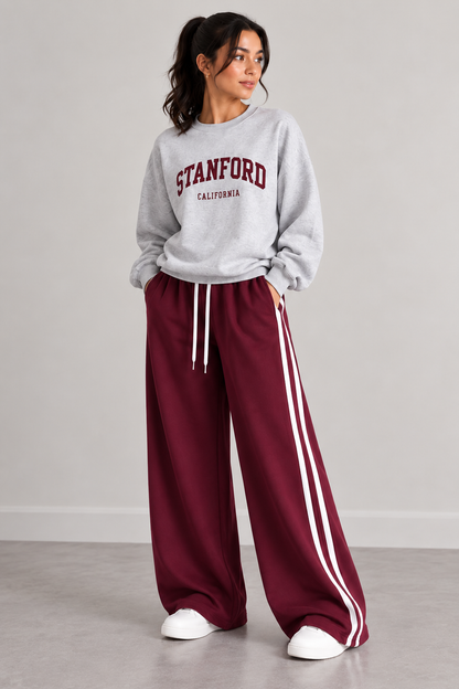 Grey Stanford with Maroon Stripe Tracksuit For Her
