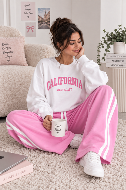 White California with Pink Stripe Tracksuit For Her
