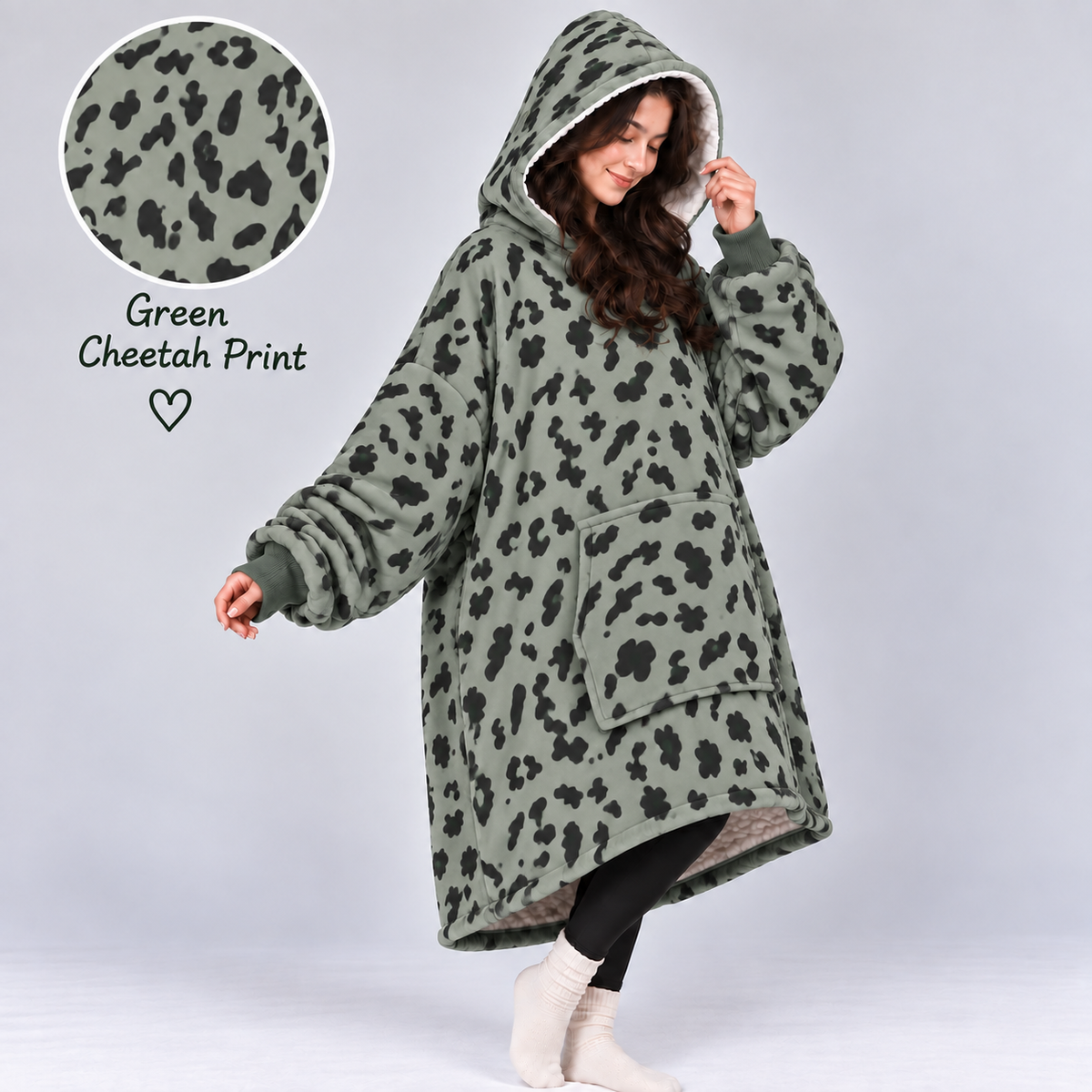 Cheetah Printed Blanket Hoodie