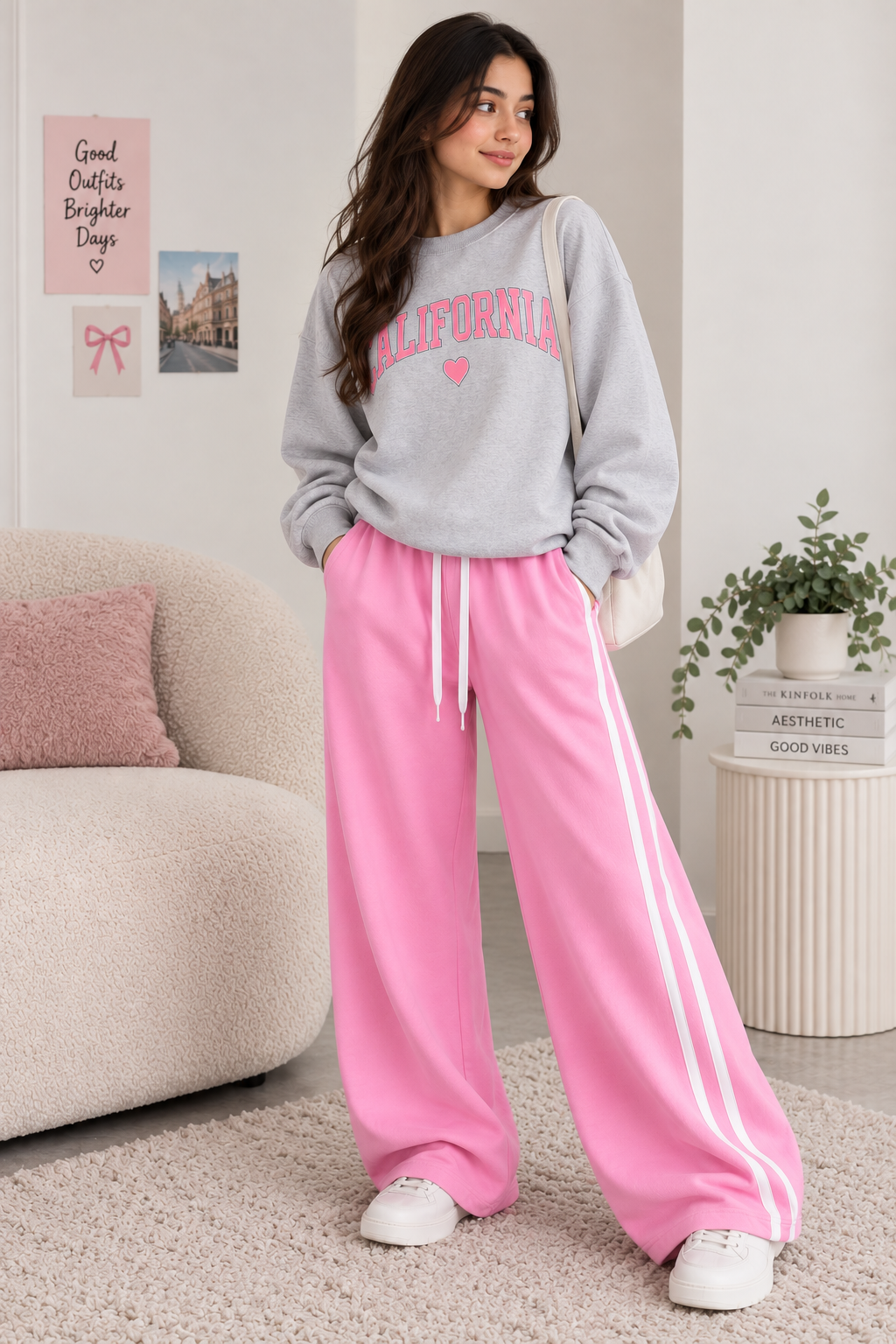 Grey California with Pink Stripe Tracksuit For Her