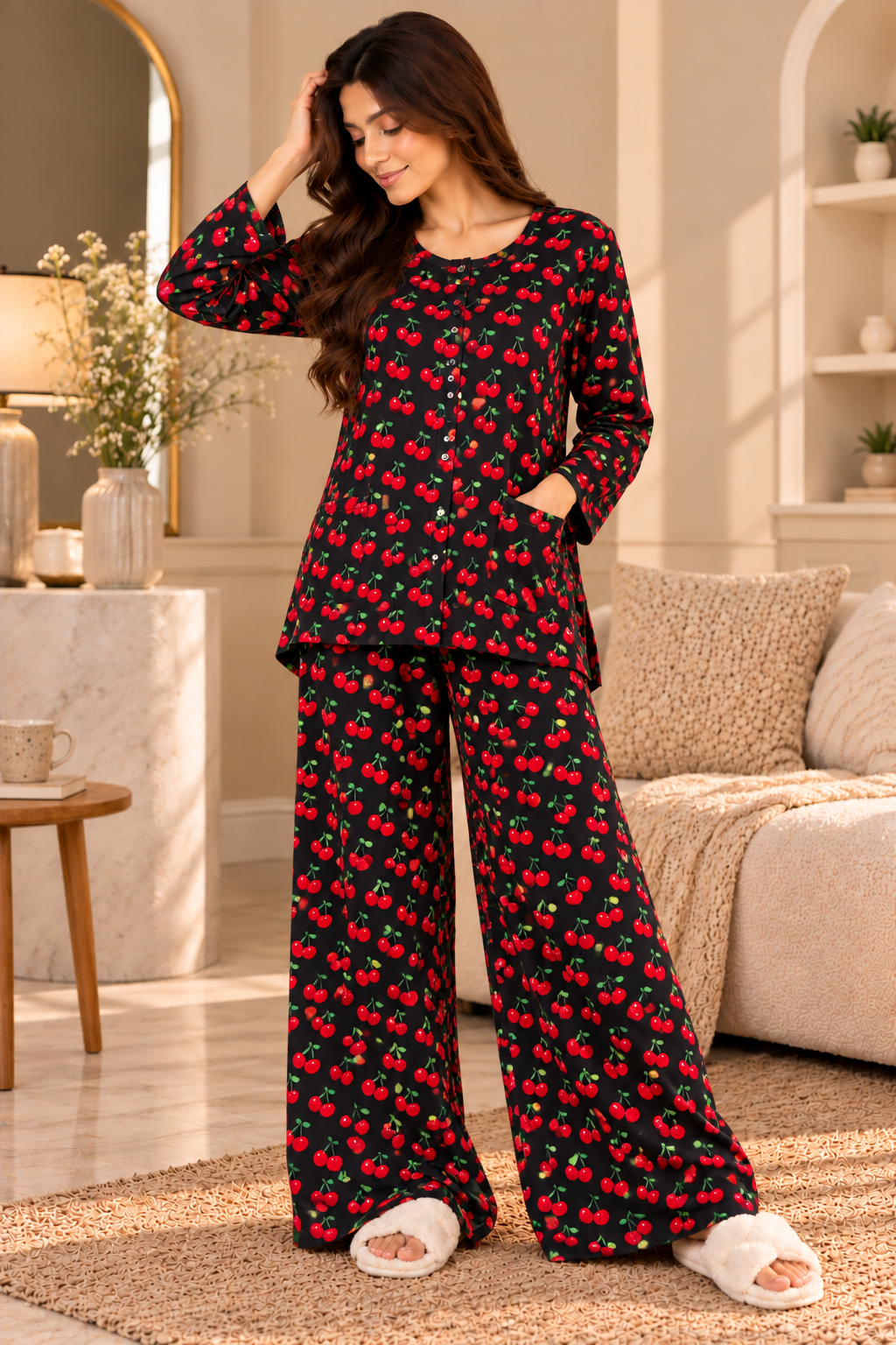 Cherry Crush Boski Linen PJ Set For Her