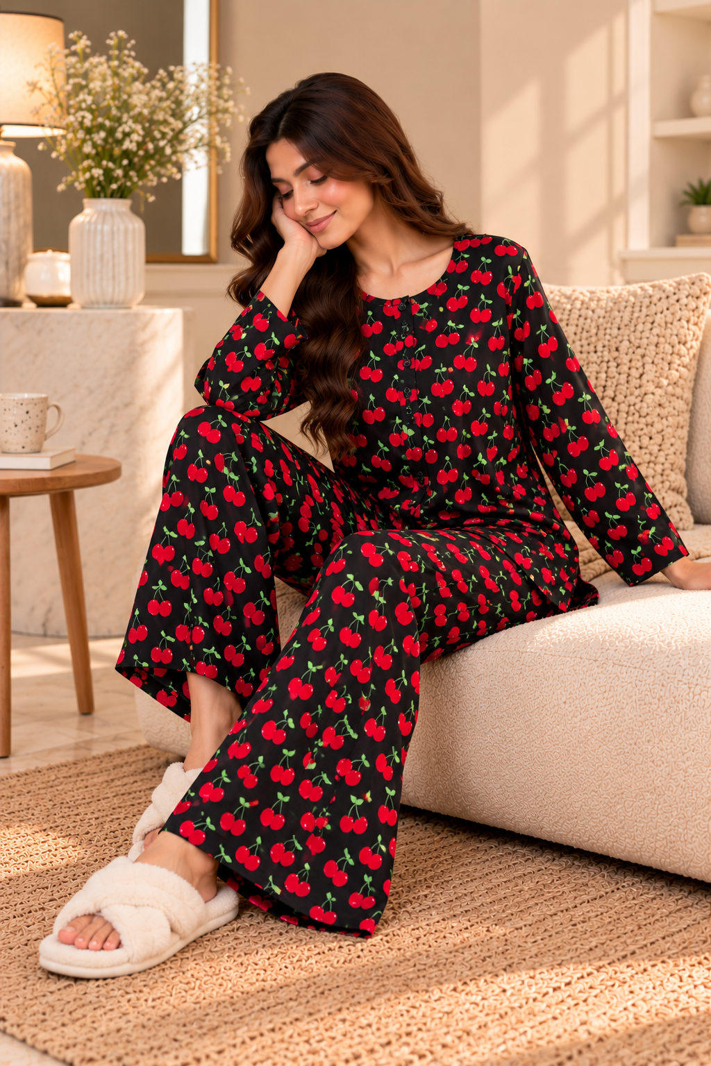 Cherry Crush Boski Linen PJ Set For Her
