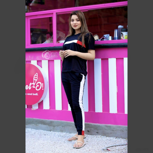 Black with White Panel Tracksuit For Her
