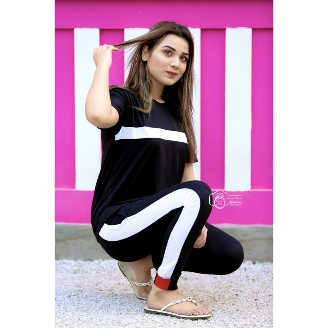 Black with White Panel Tracksuit For Her
