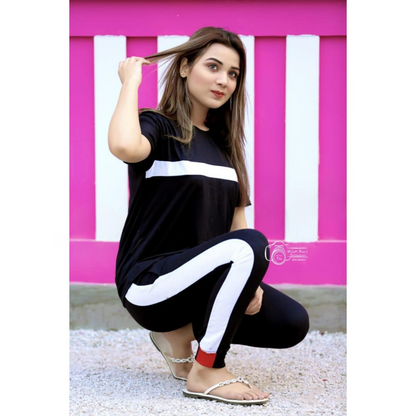 Black with White Panel Tracksuit For Her