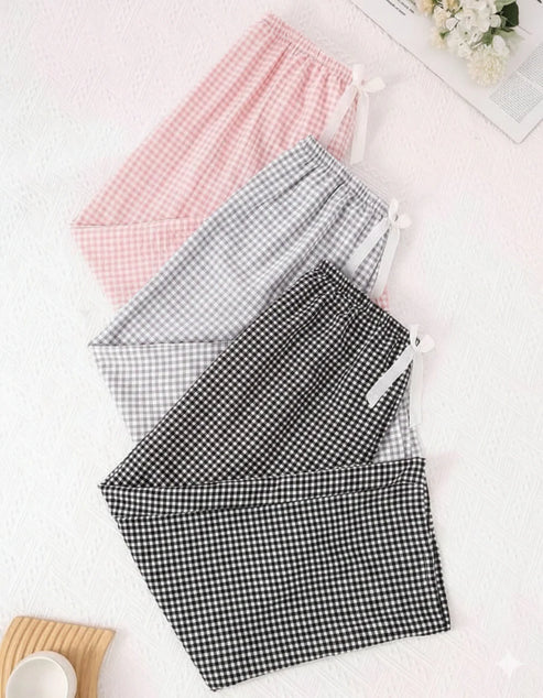 Pack of 3 Small Cheq Printed Palazzo Pajamas For Her