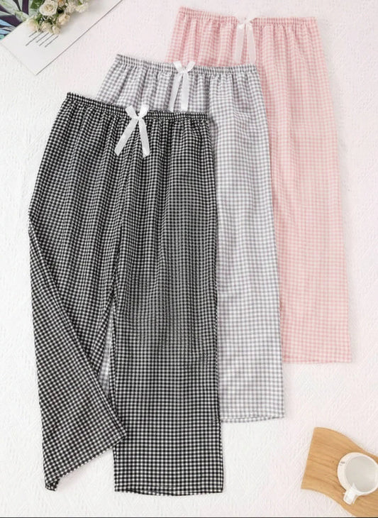 Pack of 3 Small Cheq Printed Palazzo Pajamas For Her