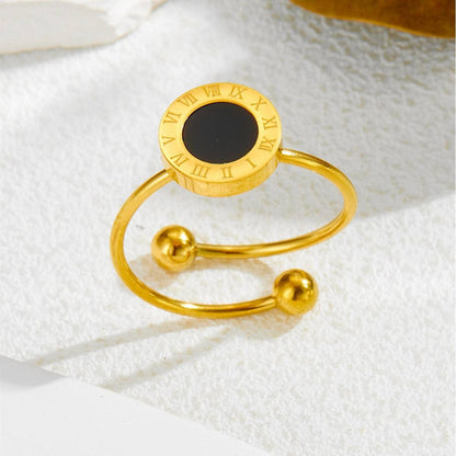 Black Diamond Roman numerals Ring (Adjustable)