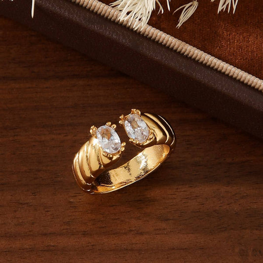 White Eye Stones Ring (Adjustable)