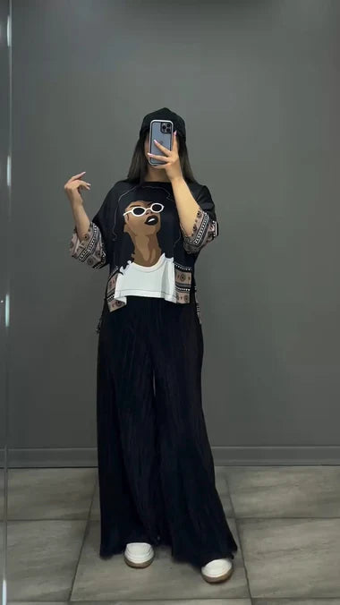2 PCS Silk Printed Co Ord Set