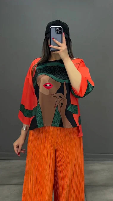2 PCS Silk Printed Co Ord Set