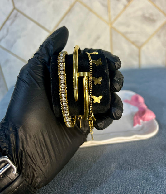 Stone Tennis, Cartier Nail & Butterflies "Pack of 3 Stack"