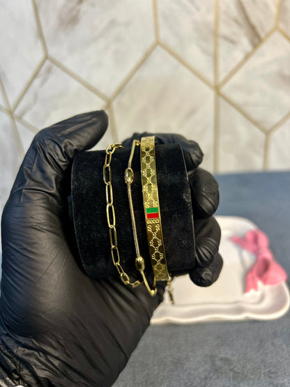 Paper Clip Brecelete & Gucci Bangle "Pack of 2 Stack"