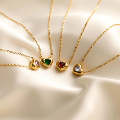 Golden Zircon Heart Necklace