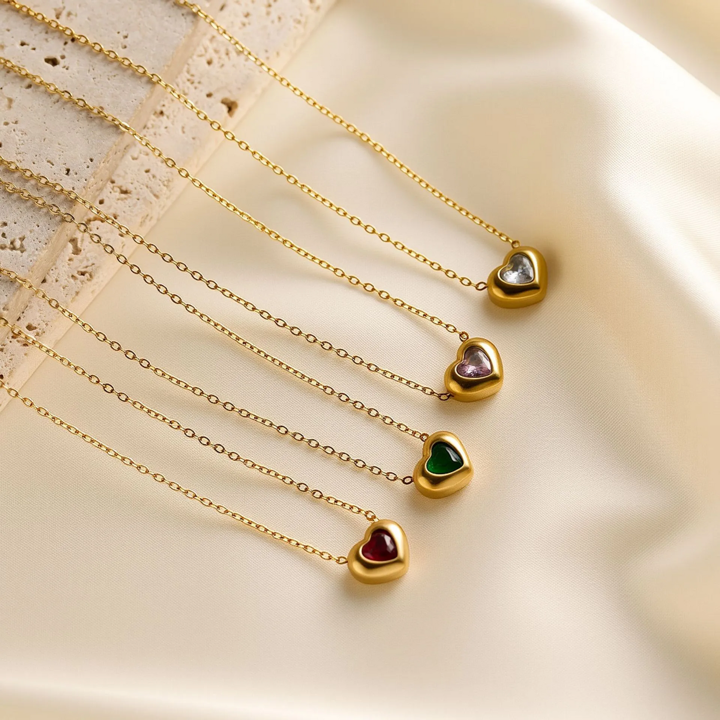 Golden Zircon Heart Necklace