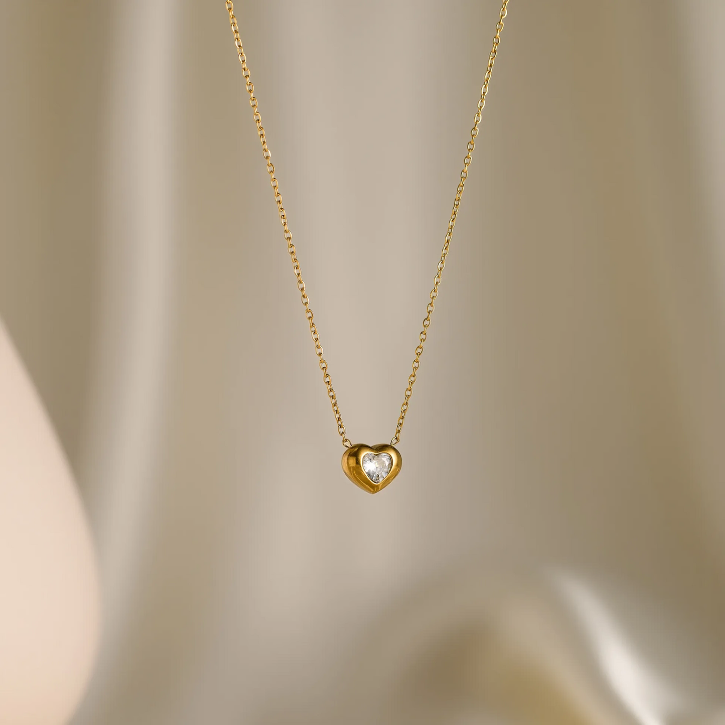 Golden Zircon Heart Necklace
