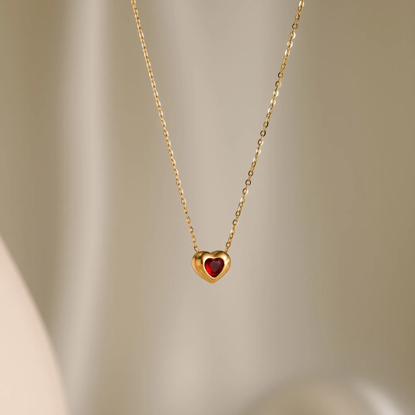 Golden Zircon Heart Necklace