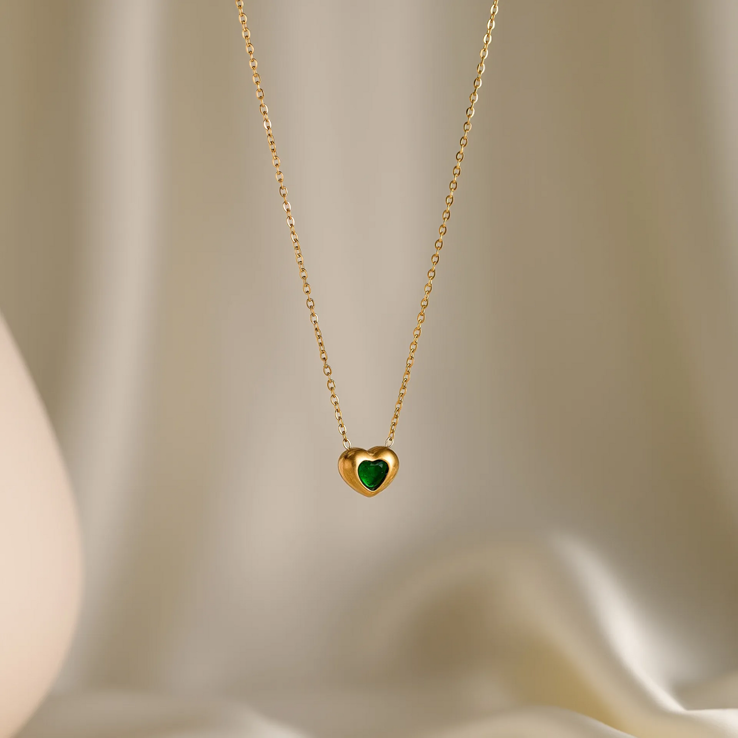 Golden Zircon Heart Necklace