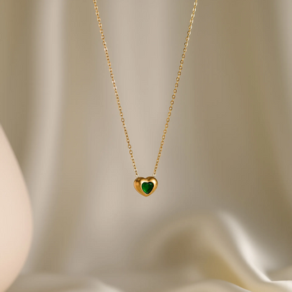 Golden Zircon Heart Necklace